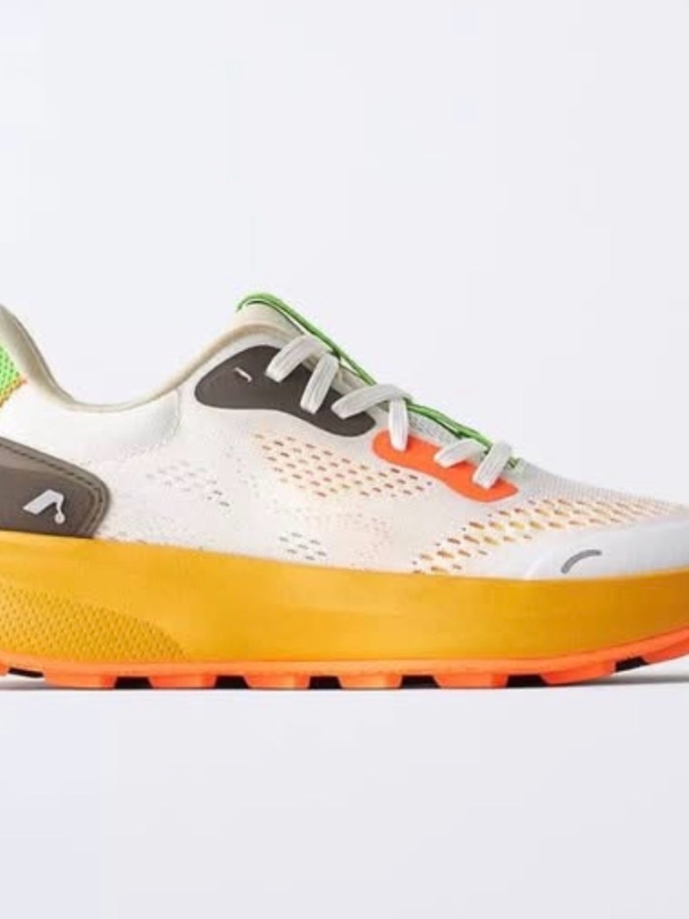 Zara - Kids White & Orange Athletic Sneakers with Green Accents